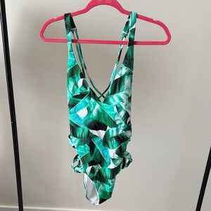 LA Hearts Tropical Green one piece swimsuit